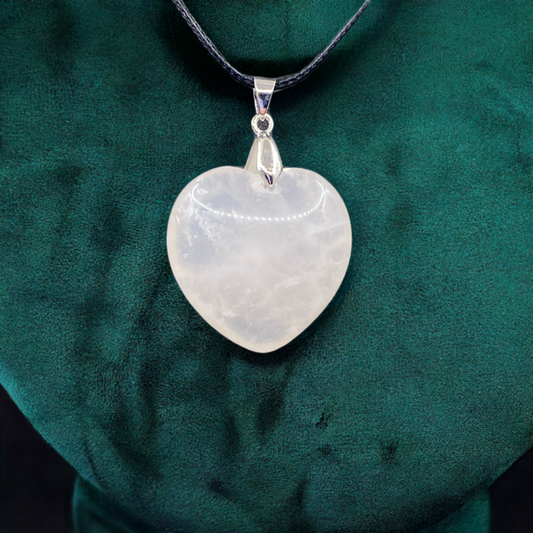 Rose Quartz Heart Pendant  - Large