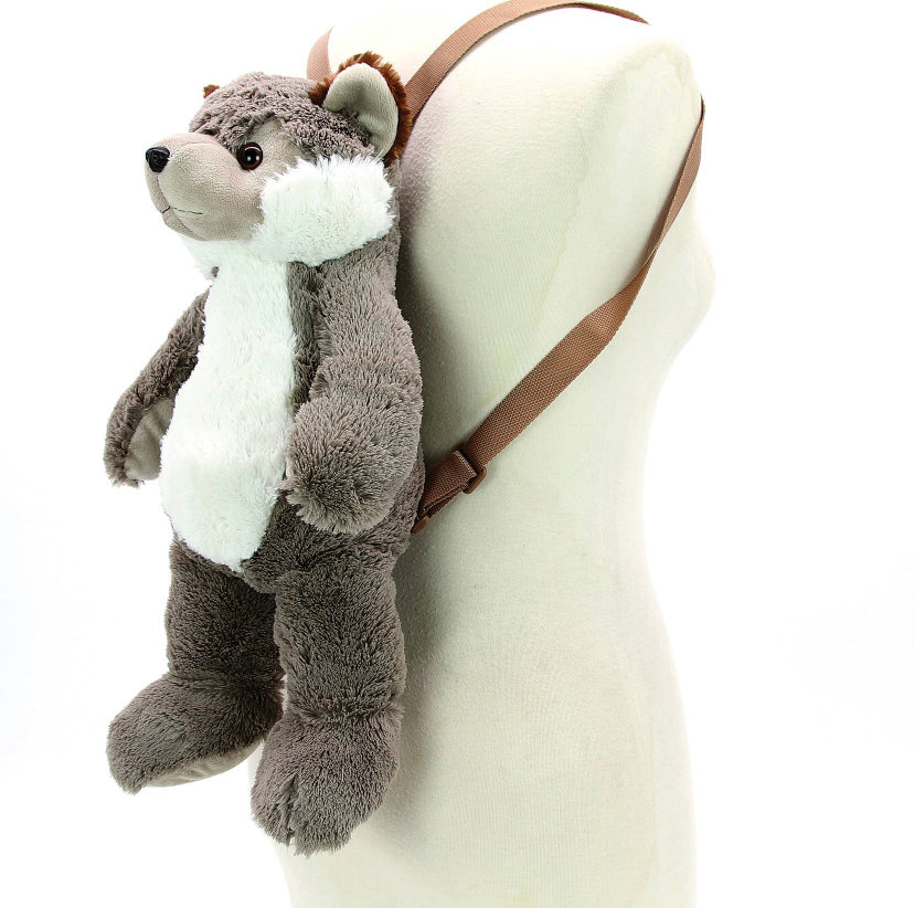 Grey Wolf Furry Backpack