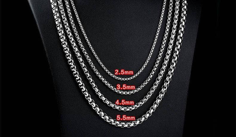 3.5 MM Thick MM Thick Stainless Steel Square Chain 55 CM to 70 CM in length
