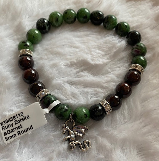 Celtic Dragon Bracelet with Ruby Zoisite and Garnet