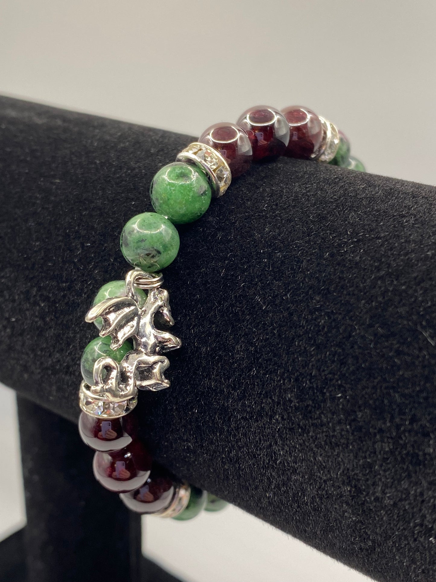 Celtic Dragon Bracelet with Ruby Zoisite and Garnet