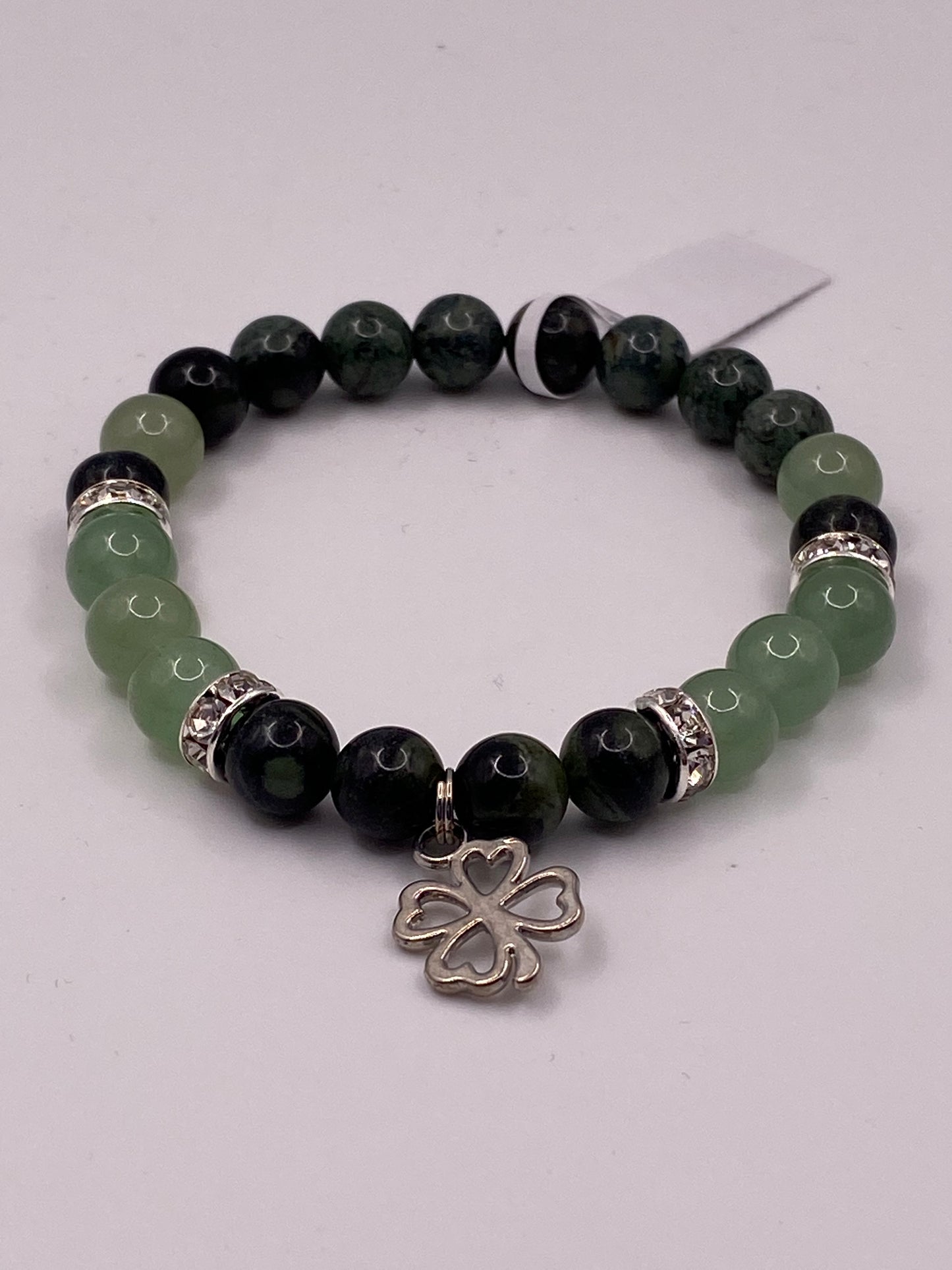 Irish Four Leaf Clover Bracelet with Jasper and Green Aventurine