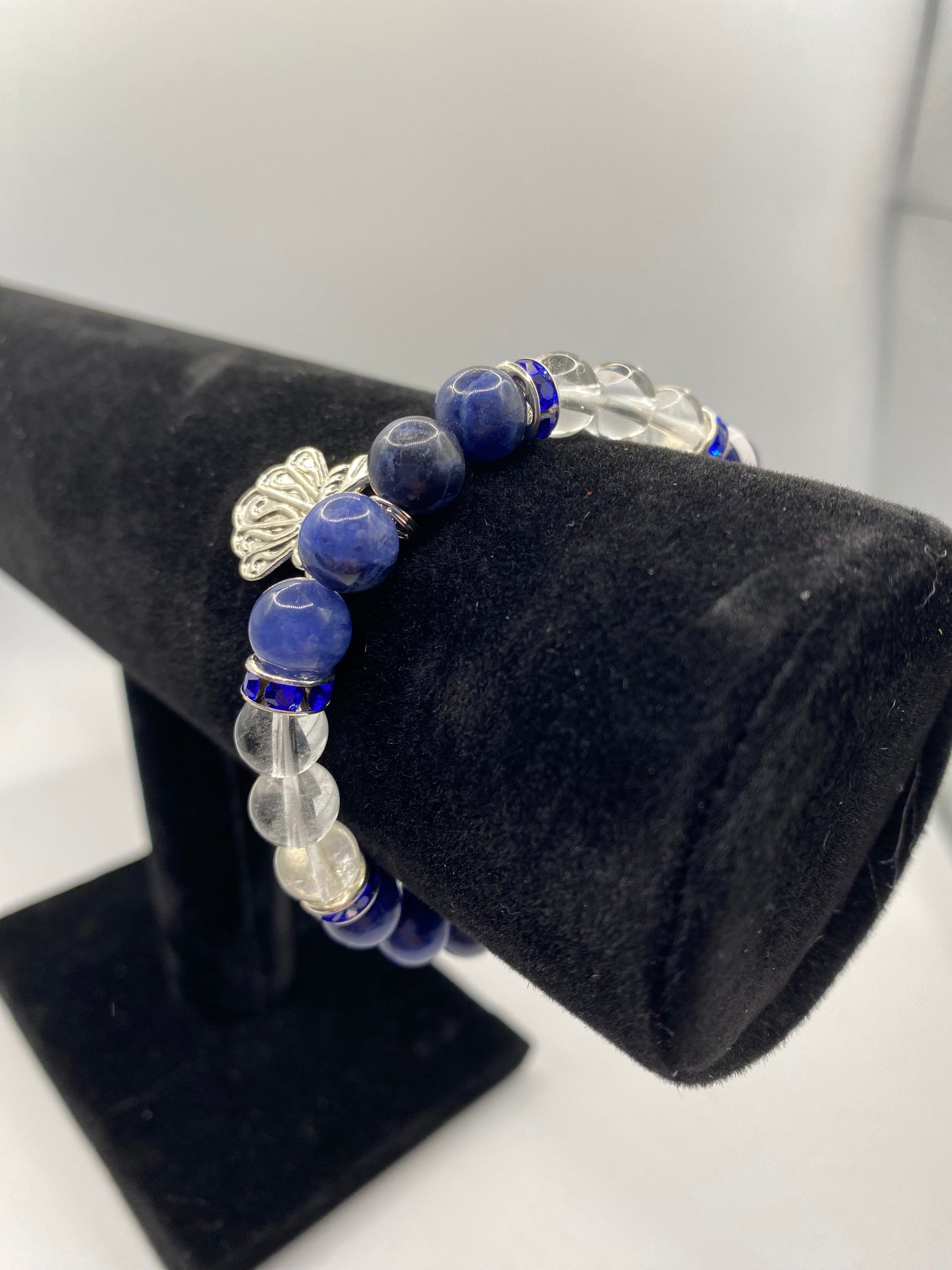 Angel Bracelet with Sodalite and Clear Quartz