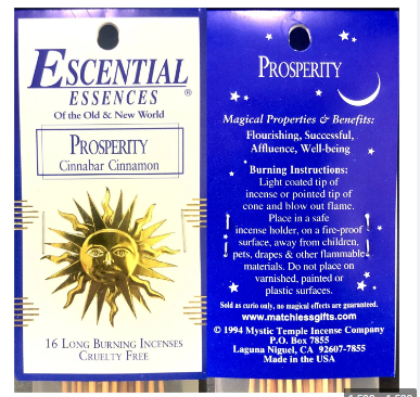 Escential Essences Prosperity Incense