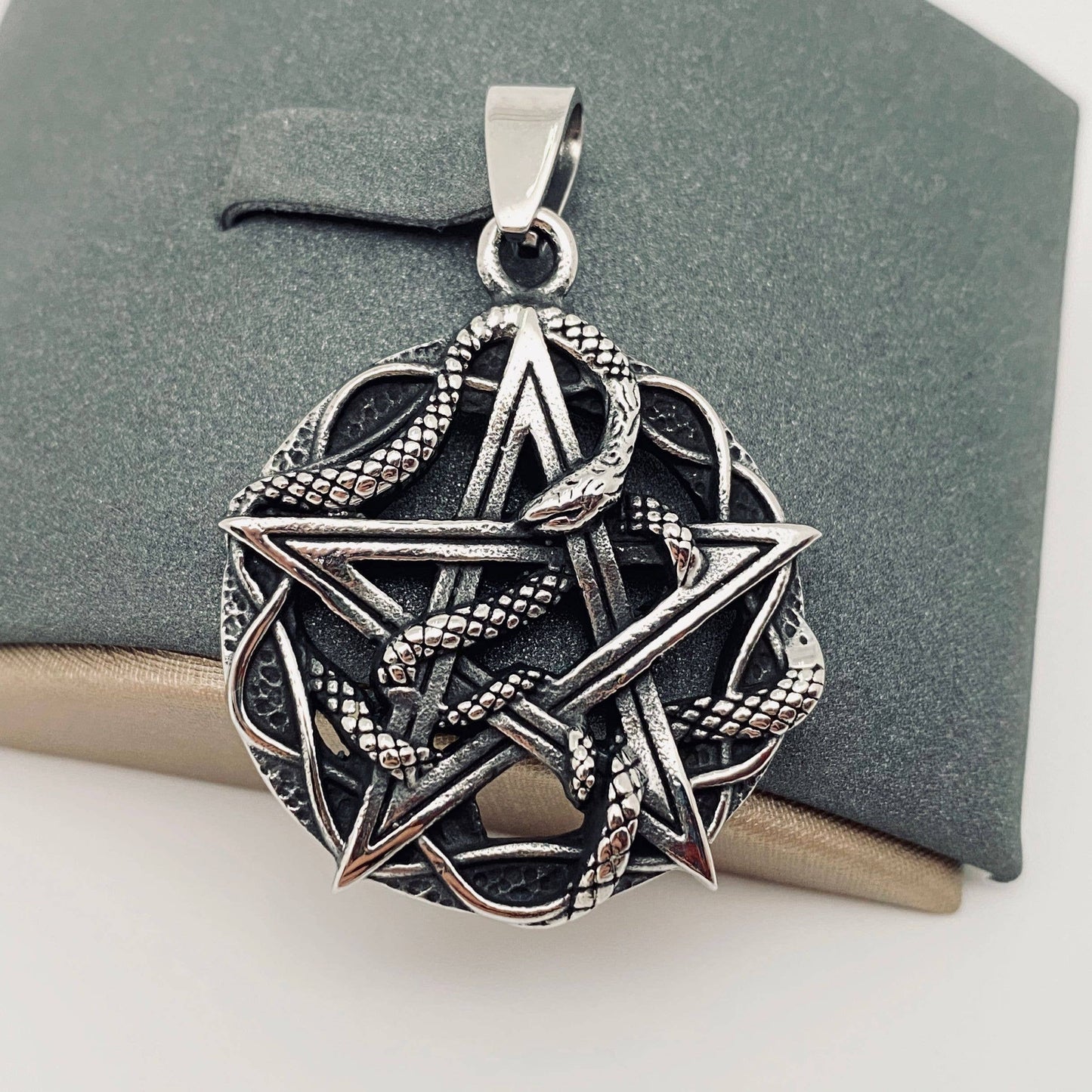 Pentacle with Snake Pendant