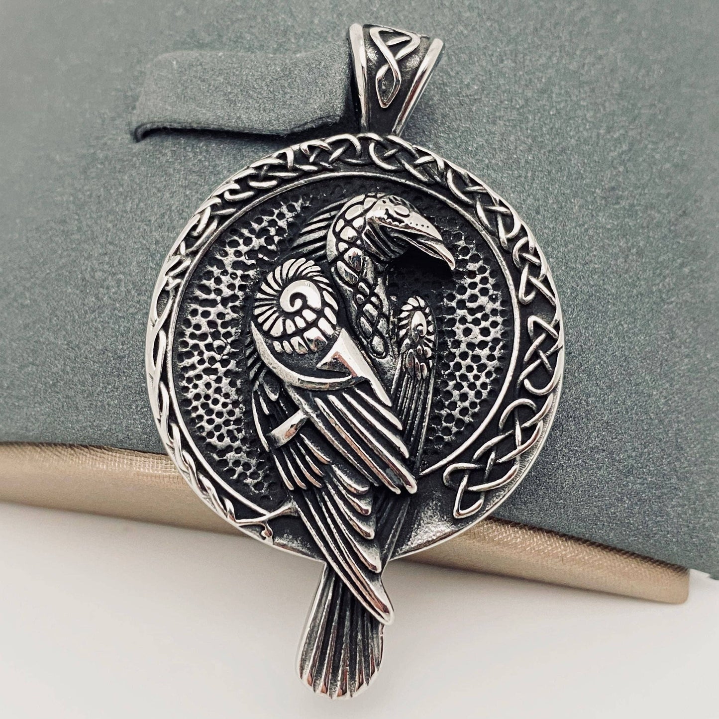 Viking Celtic Knot Crow Pendant